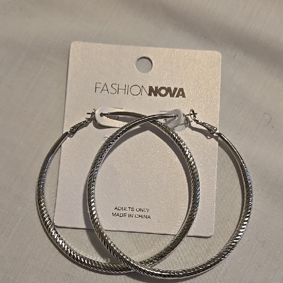 Fashion Nova Accessories - Fashion Nova Silver Braided Hoop Earrings
